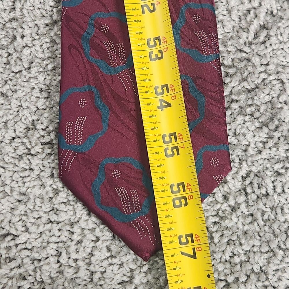 Giorgio Armani Cravette Silk Tie Maroon Necktie Geometric 3.5 x 56 Made Italy - Picture 5 of 6